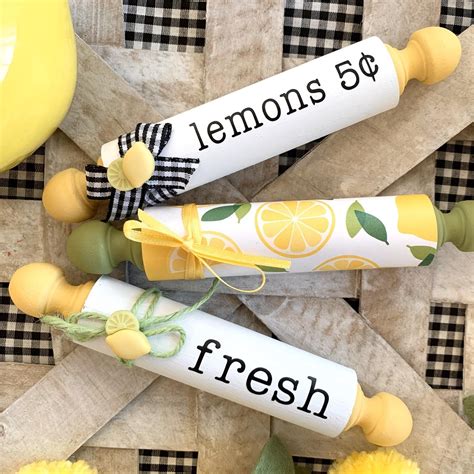 Lemon Mini Rolling Pin Farmhouse Tiered Tray Etsy Rolling Pin