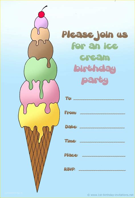 Ice Cream Birthday Invitation Template Free Of Printable Ice Cream Party Invites by Tan Of ...