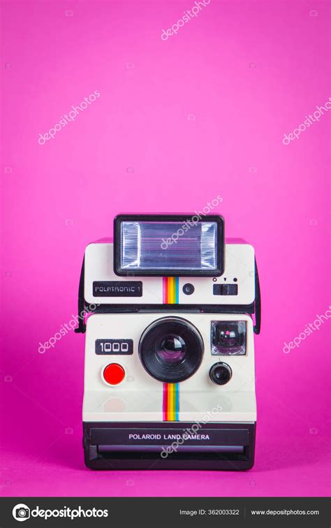 Polaroid Photo Camera Vibrant Pink Background — Stock Photo ...