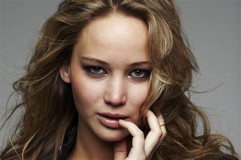 Jennifer Lawrence Mira Chica Cara Fondo Cabello Actriz Chaqueta