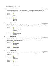 BUS 335 Week 11 Quiz 9 Docx BUS 335 Week 11 Quiz 9 Question 1 4 Out