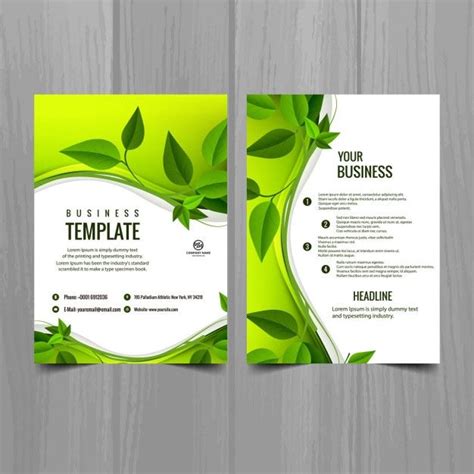 Free Vector Brochure Template With Leaves Brochure Template