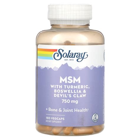 Solaray Msm With Turmeric Boswellia Devil S Claw Mg Vegcaps