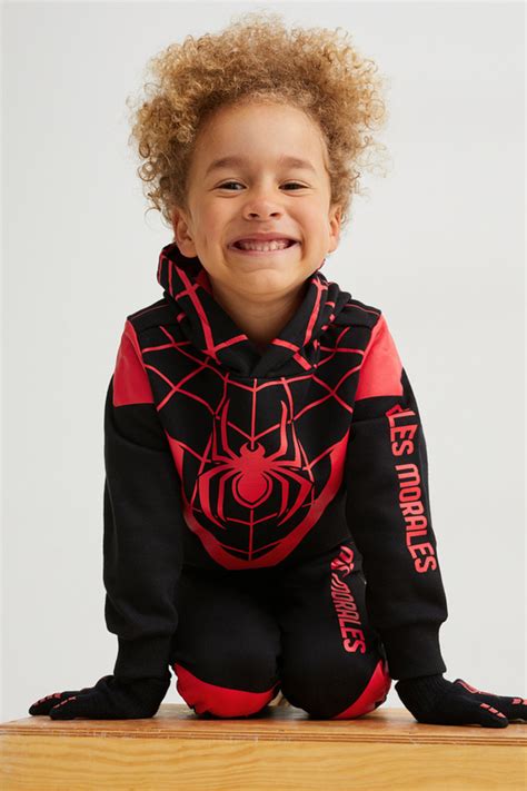 C A Spider Man Set Hoodie und Handschuhe 2 teilig Schwarz Größe 110