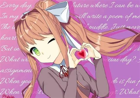Моника из «Doki Doki Literature Club» в лучших рисунках.