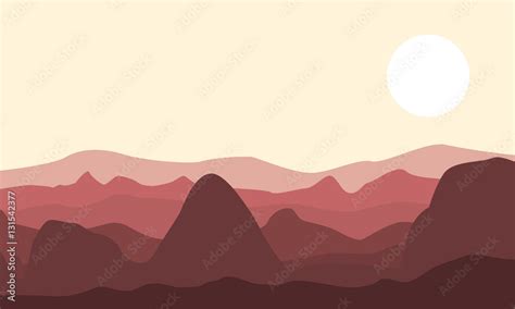 Silhouette of desert and rock landscape Stock Vector | Adobe Stock