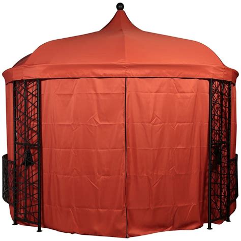 Buy Kelly Metal Gazebo With Seating And Curtains Orange Online