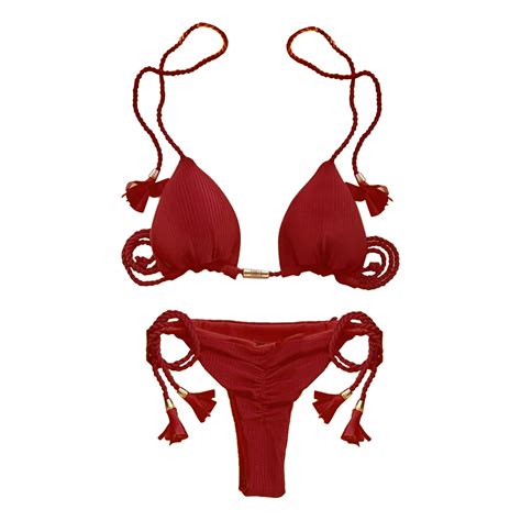 Xuapaodt Inc Women S Piece Bathing Suits Halter Ring Bikini Set Red S