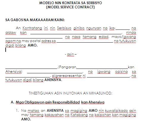 Pingl Sur Contract Agreement In Tagalog