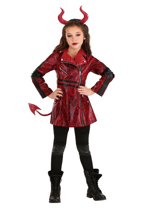 Girl's Leather Devil Costume