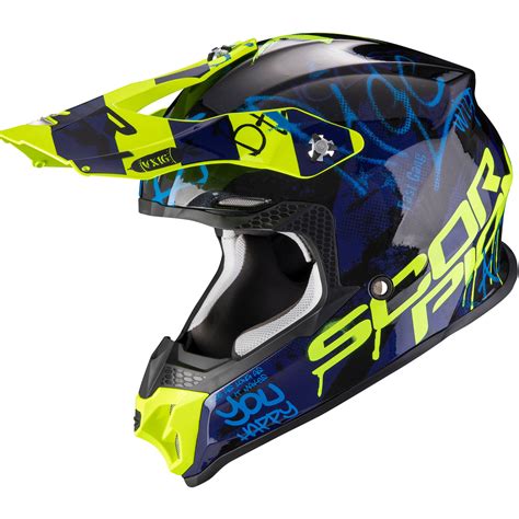 Casco De Motocross Scorpion Exo Vx Air Oratio Black Blue Neon