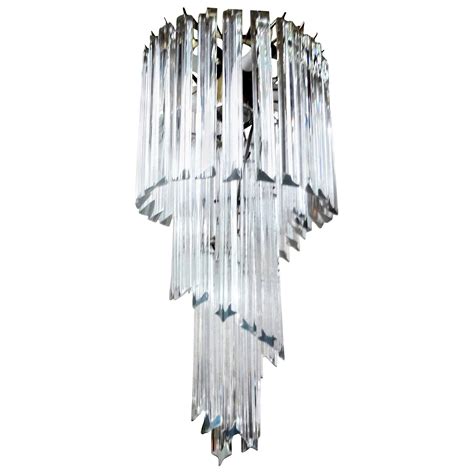 Italian Murano Spiral Crystal Glass Prism Chandelier By Venini At Stdibs