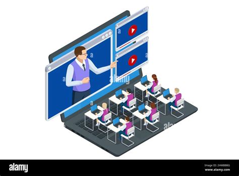 Isometric Concept Of Distance School Learning E Learning Online