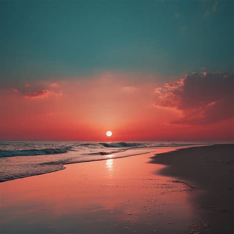 Premium AI Image | Golden Horizons Minimalist Beach Sunset