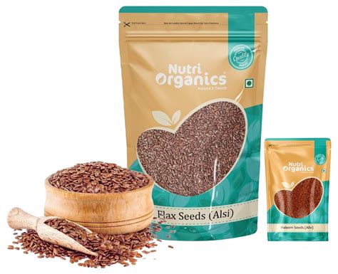 Nutri Organics Flax Seeds 1kg And Nutri Organics Halim Seeds 250 Grams Aliv Seeds Haleem Seeds