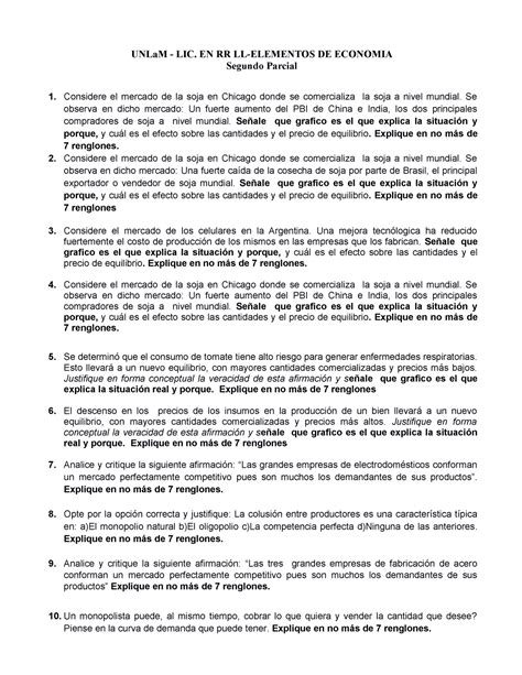 Elementos De Economia Do Parcial Unlam Lic En Rr Ll Elementos De