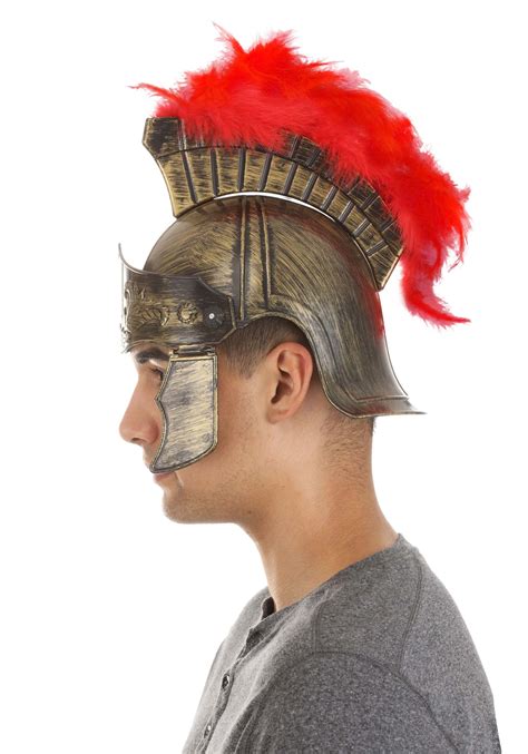 Gladiator Red Feather Costume Helmet For Adults