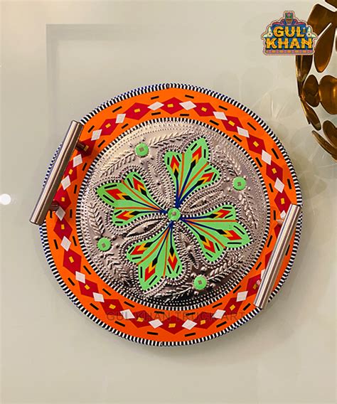 Buy Chamakpatti Mini Round Tray In Pakistan Gul Khan Truck Art