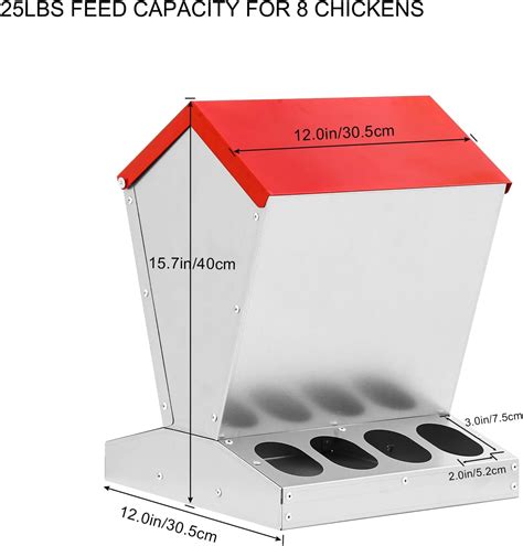 Hwedra Comedero Galvanizado Para Pollos De Libras Alimentador De