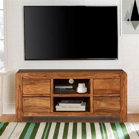 Pioneer Modern Rustic Solid Wood TV Console Media Island Cabinet