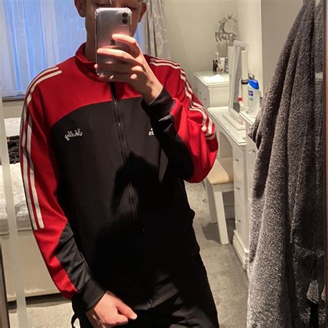 Vintage Red And Black Adidas Zip Up Track Depop