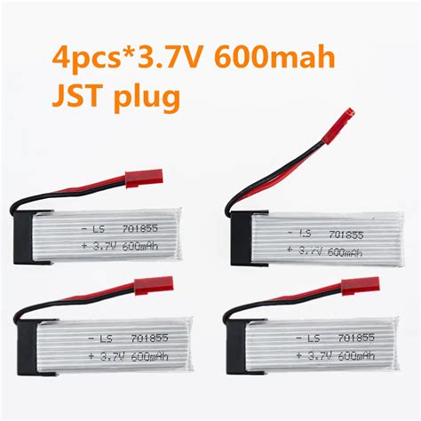 3 7V 600mah Lipo Battery 4pcs JST UDI Rc U817 U817a U817c U818a Syma