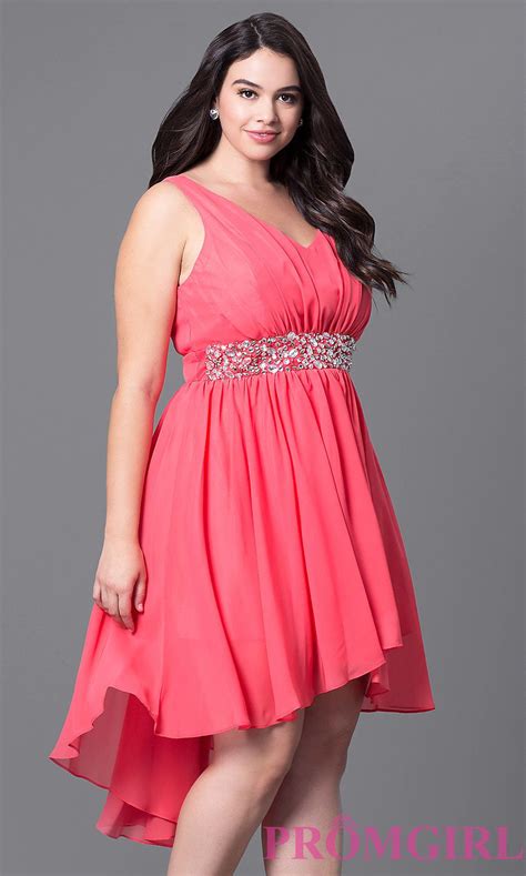 Plus Size V Neck High Low Homecoming Dress Vestidos De Fiesta Cortos