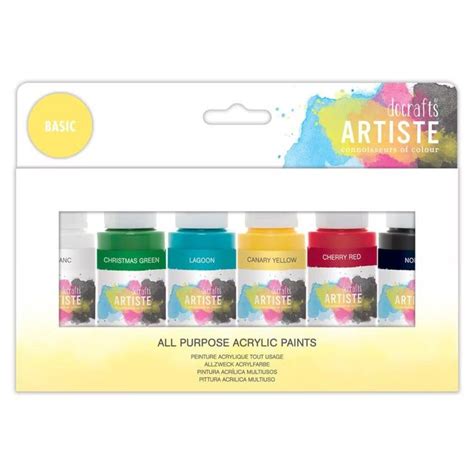 Docrafts Artiste Acrylic Paint Set Basic 6 X Acrylic Paints All