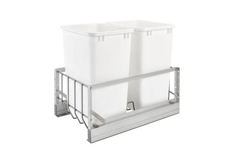 Rev A Shelf Aluminum Bottom Mount Double Pull Out Waste Container