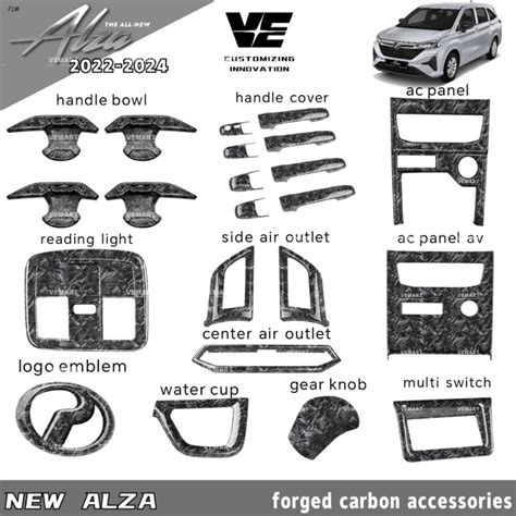 Vemart New Perodua Alza Car Forged Carbon Interior Exterior