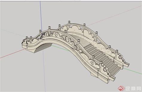 园林景观详细的拱桥su模型