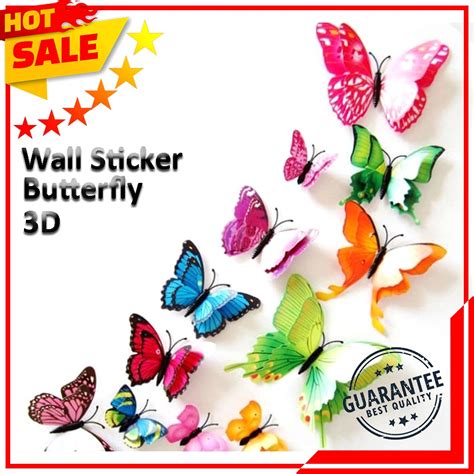 Jual Hiasan Wallpaper Dinding Kupu Kupu D Butterfly Wall Sticker Pvc