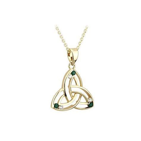 Trinity Knot Necklace Emerald Diamond 14K Gold Irish Pendant Price