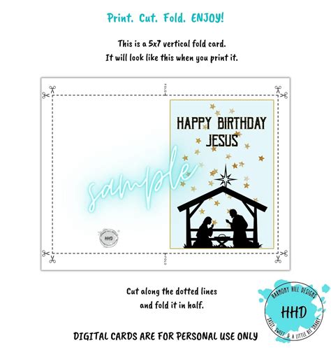 Jesus Birthday Card, Happy Birthday Jesus Printable Card, Happy Birthday Jesus, Nativity Card ...