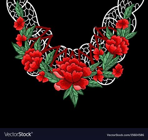 Embroidery design for collar Royalty Free Vector Image