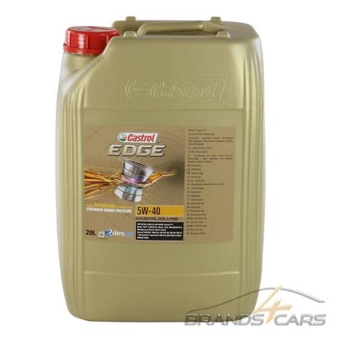 20 L LITER CASTROL EDGE FLUID TITANIUM 5W 40 MOTOR ÖL MOTOREN ÖL eBay