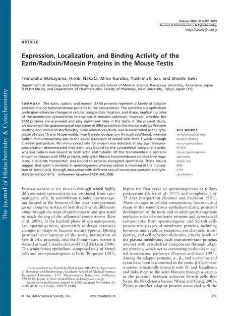 Pdf Expression Localization And Binding Activity Of The Ezrin