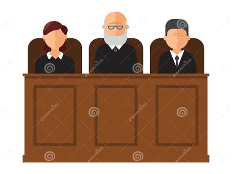 Court Trial Vector Illustration Courtroom Interior With Judges And