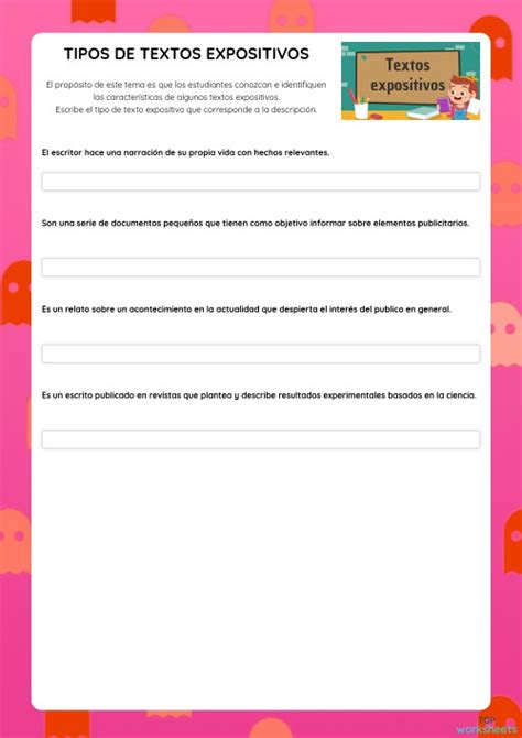 Tipos De Textos Expositivos Ficha Interactiva Topworksheets Images