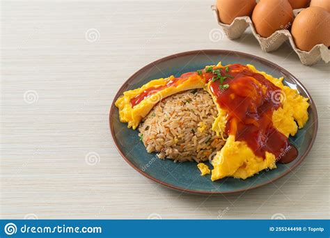 Flavored Fried Rice In An Omelet Wrapping Stock Photo Image Of