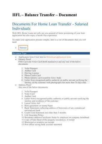 Documents For Home Loan Transfer By Loanandfinance Issuu