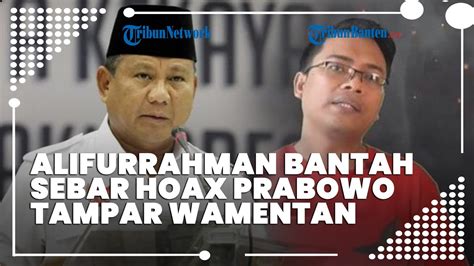 Alifurrahman Buka Suara Soal Tudingan Prabowo Tampar Wamentan Youtube