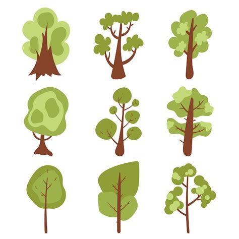 Free Vector Hand Drawn Different Type Of Trees Collection