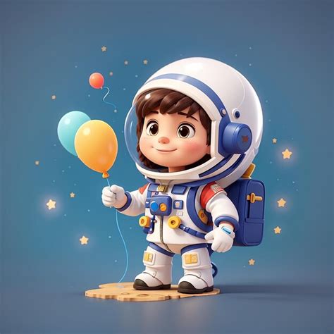 Astronauta Soplando Un Globo En Un Cohete Dibujos Animados Icono