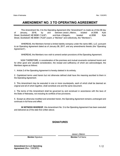 Texas Operating Agreement Template