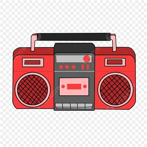 Red Radio Clipart Transparent Background Hand Drawn Red Cartoon Radio