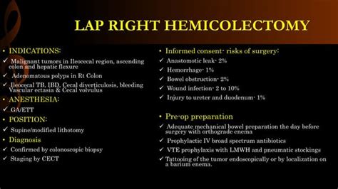 Lap Right Hemicolectomy Step By Step Operative Surgerypptx