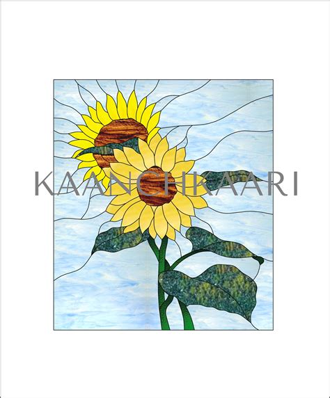 Sunflowers Stained Glass Pattern 14 X 16 Digital Etsy