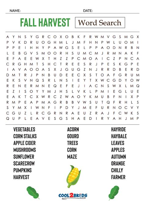 Printable Autumn Word Search