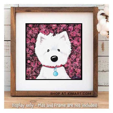 Westie Impressions Floral On Black Print Kiniart™ By Contemporary Pup